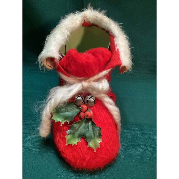 Vintage 1960s Santa's Red Christmas Boot Cloth Decoration To Fill With Goodies - Picture 2 of 10